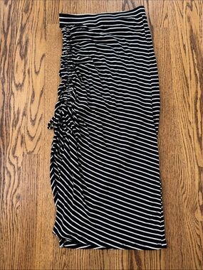 Black & White Striped Midi Skirt